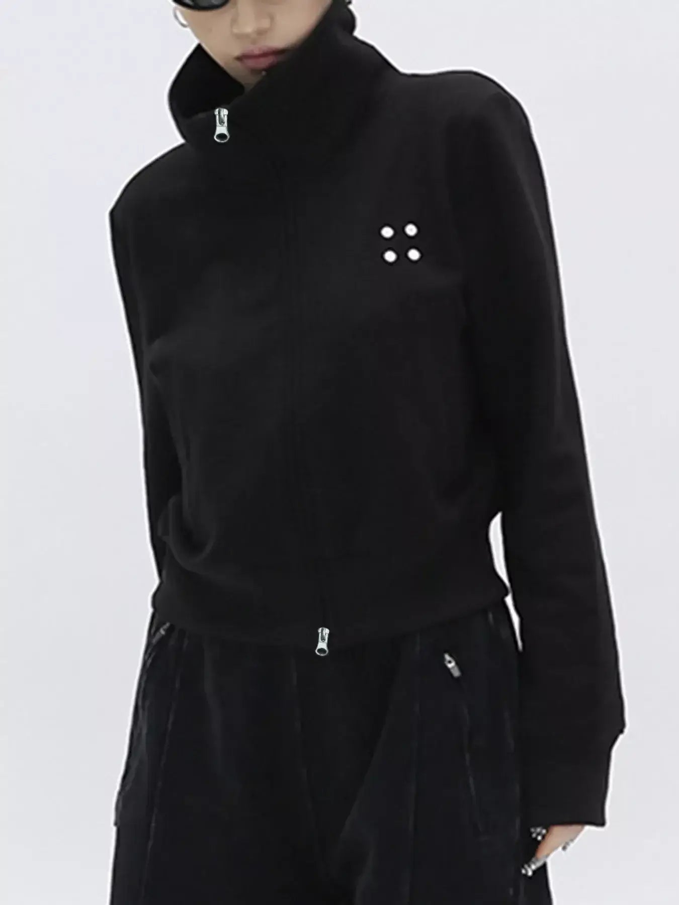 Casual Zip-Up Cropped Outerwear - Trendsi - Flyclothing LLC
