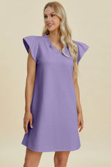 Double Take Full Size Ruffled V-Neck Cap Sleeve Dress - Trendsi - Flyclothing LLC