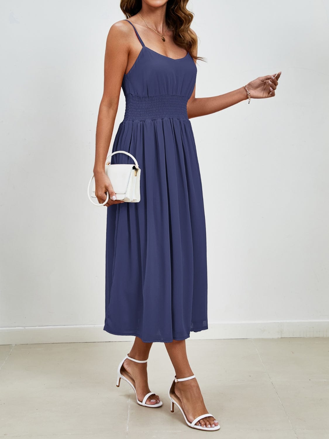 Scoop Neck Midi Cami Dress - Trendsi