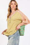SAGE + FIG Color Block Bubble Sleeve Top - Trendsi