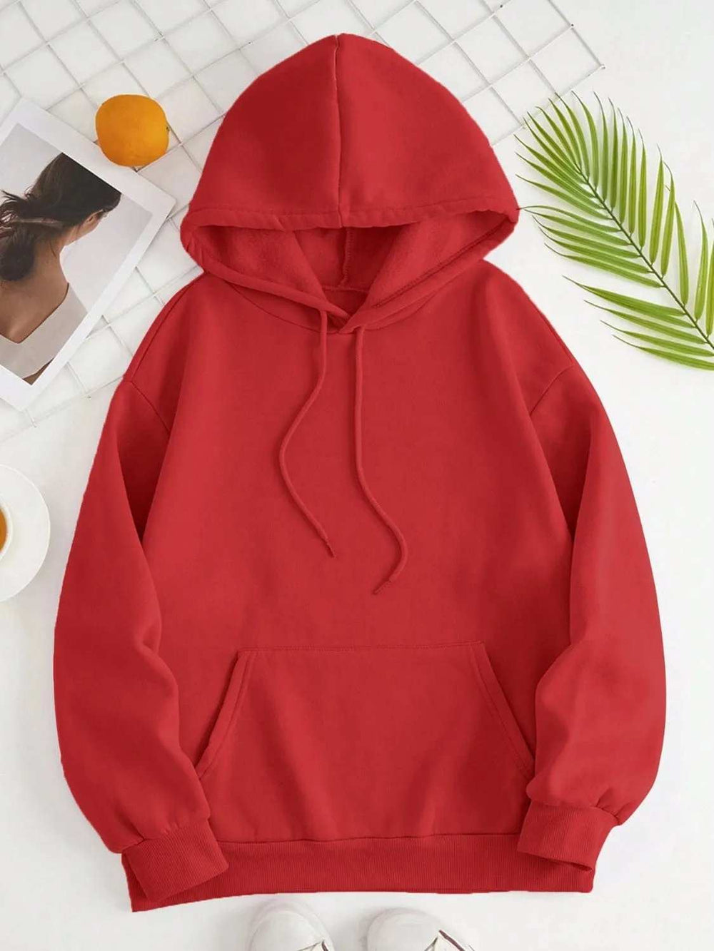 Drawstring Dropped Shoulder Hoodie - Trendsi - Flyclothing LLC
