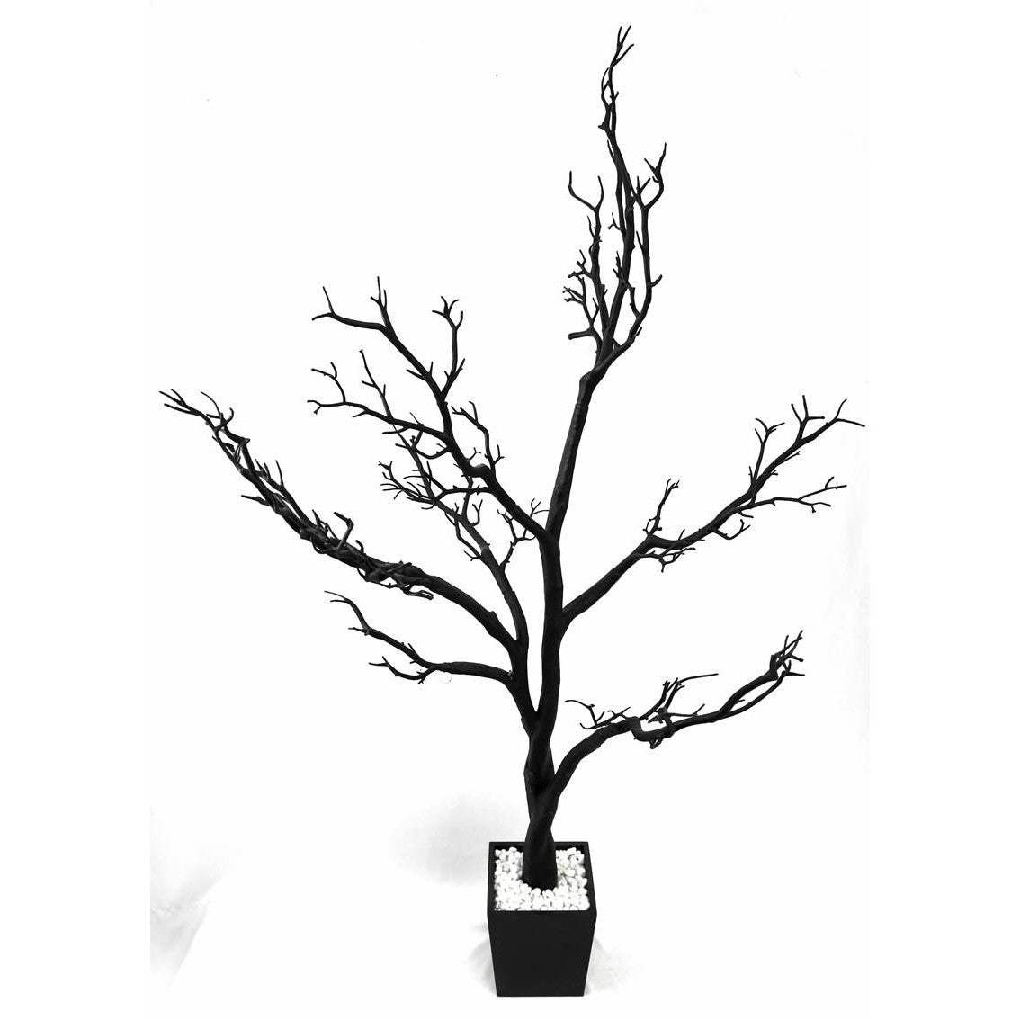 48" Black Artificial Manzanita Tree In Black Planter Pot - HomeRoots - Flyclothing LLC