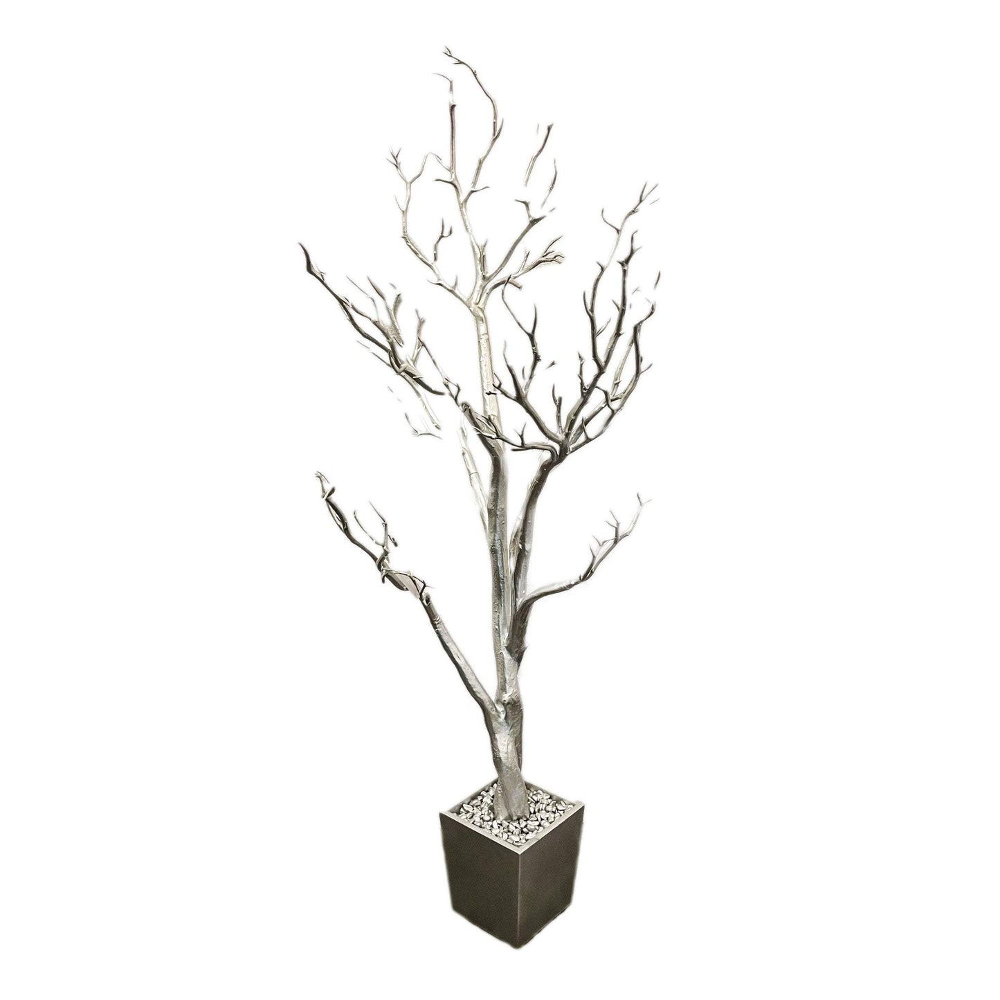 48" Silver Artificial Manzanita Tree In Silver Planter Pot - HomeRoots - Flyclothing LLC