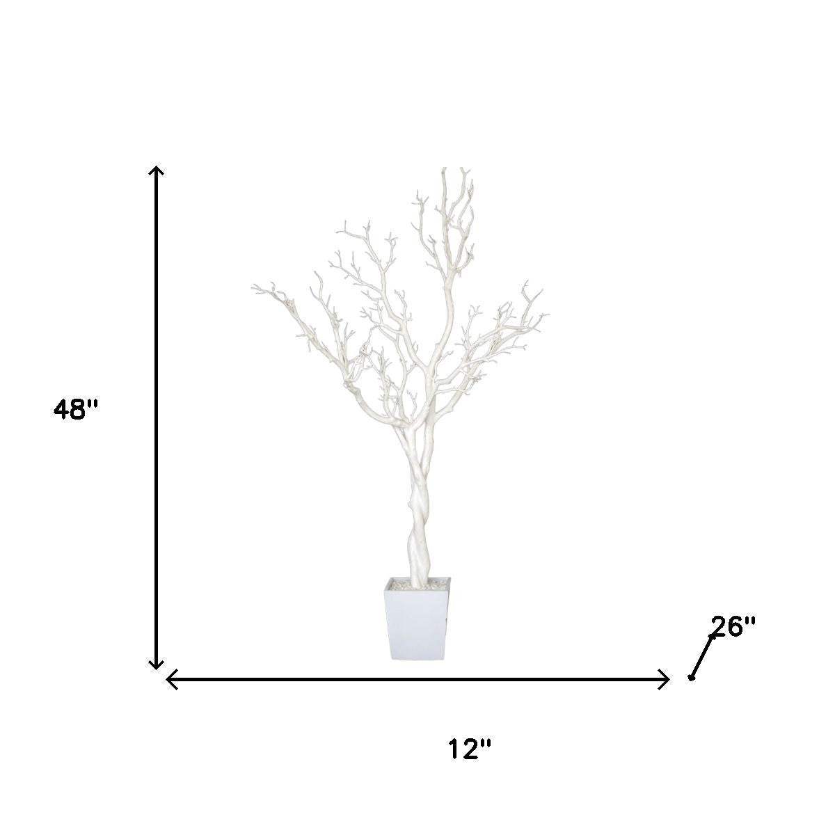 48" White Artificial Manzanita Tree In White Planter Pot - HomeRoots - Flyclothing LLC