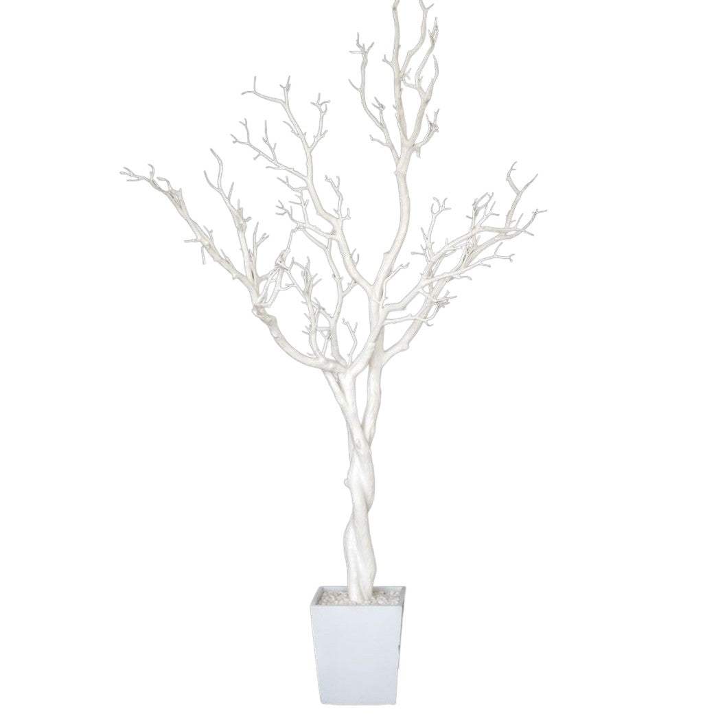 48" White Artificial Manzanita Tree In White Planter Pot - HomeRoots - Flyclothing LLC