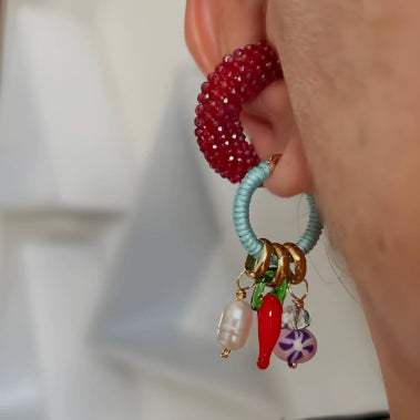 Stainless Steel Chili-shaped Pearl Multi-drop Pendant Earrings - My Store - Flyclothing LLC