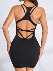 Crisscross Scoop Neck Active Dress - Trendsi