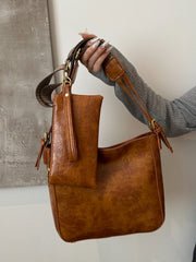 PU Leather Adjustable Strap Crossbody Bag with Pouch - Trendsi