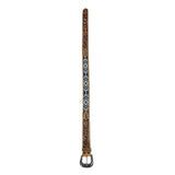 Heavy Duty Brown Tooled Leather Western Belt with Blue & White Native Pattern Beaded Inlay - Rockmount Ranch Wear - Flyclothing LLC