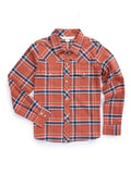 Girl's Ely Cattleman Rust Plaid Flannel Western Snap Shirt - Ely Cattleman