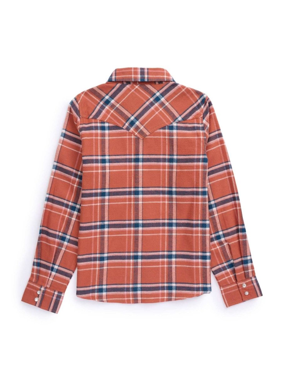 Girl's Ely Cattleman Rust Plaid Flannel Western Snap Shirt - Ely Cattleman - Flyclothing LLC