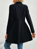 Collared Neck Button Up Long Sleeve Coat - Trendsi - Flyclothing LLC