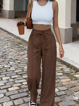 High-Waisted Wide-Leg Drawstring Pants - Trendsi - Flyclothing LLC