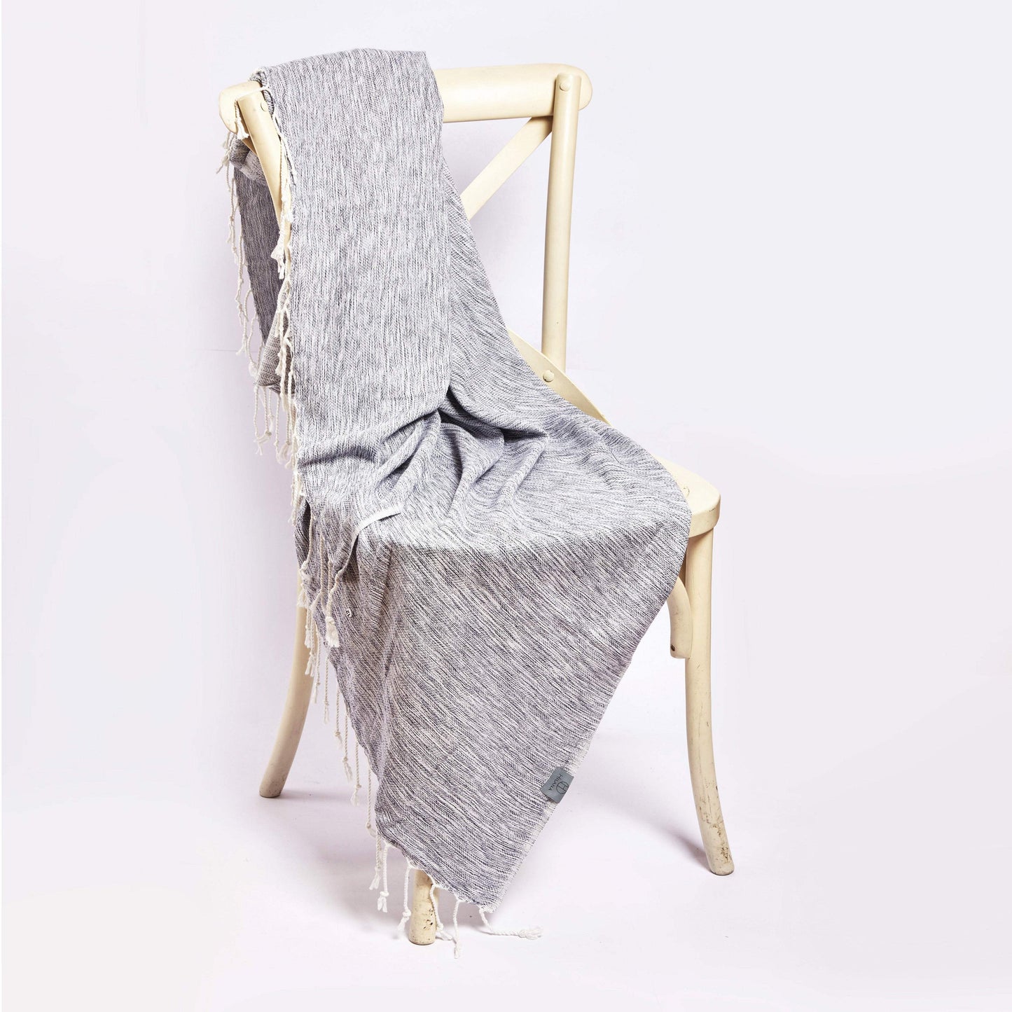 59" X 71" Blue And White Cotton Plain Weave Throw Blanket - HomeRoots - Flyclothing LLC