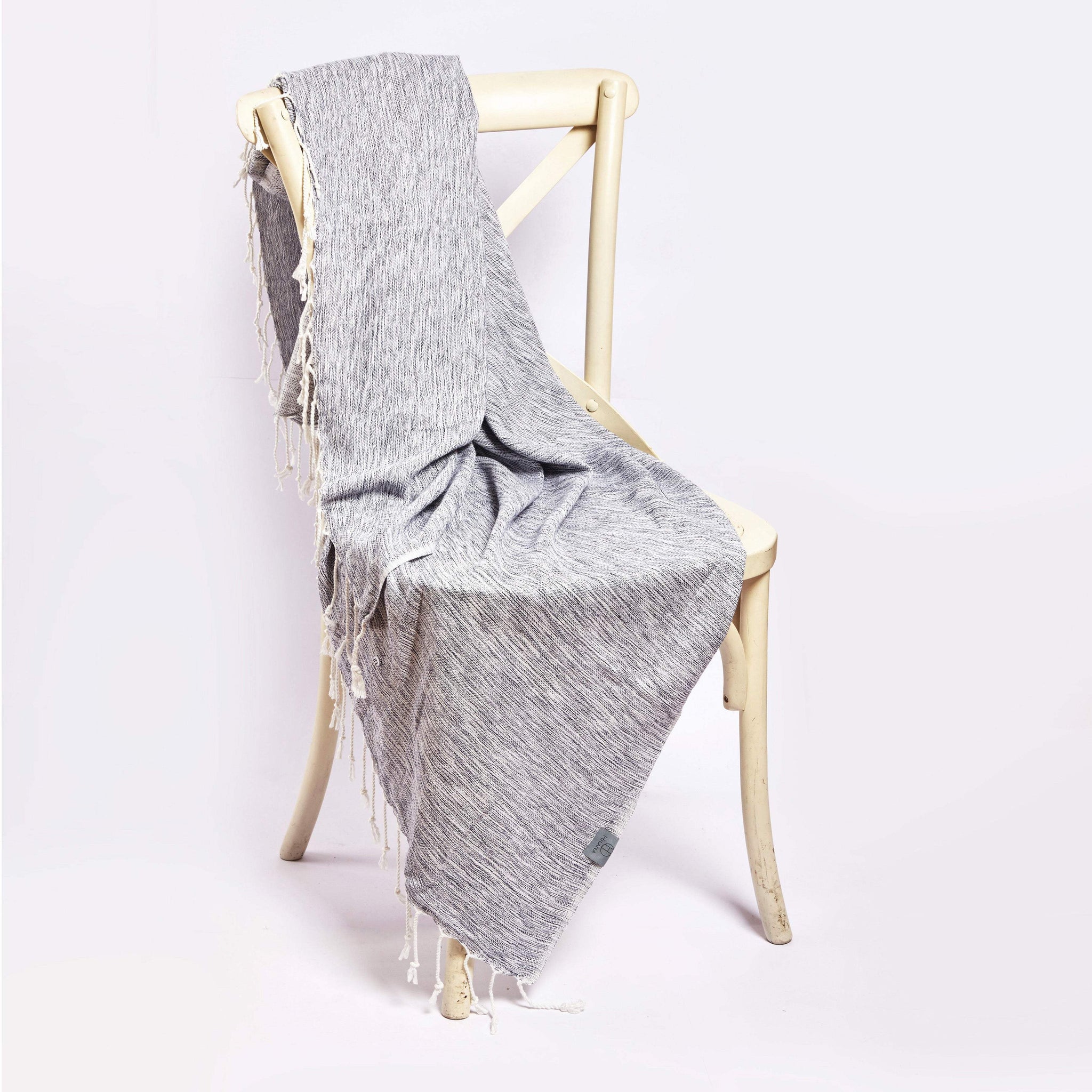 59" X 71" Blue And White Cotton Plain Weave Throw Blanket - HomeRoots - Flyclothing LLC