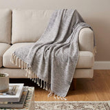 59" X 71" Blue And White Cotton Plain Weave Throw Blanket - HomeRoots - Flyclothing LLC
