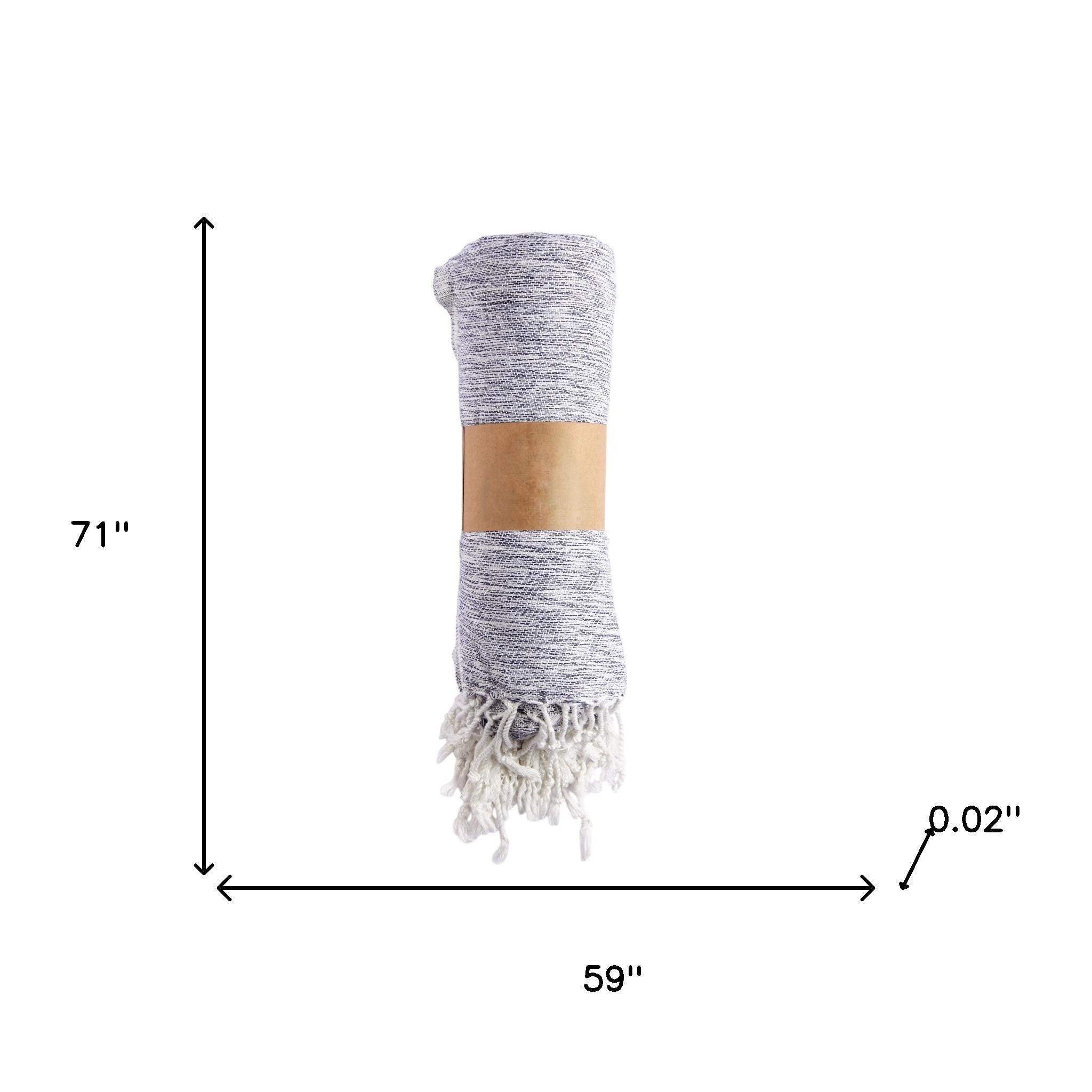 59" X 71" Blue And White Cotton Plain Weave Throw Blanket - HomeRoots - Flyclothing LLC