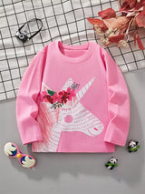 Children's Cute Unicorn Graphic Long Sleeve T-Shirt - Trendsi - Flyclothing LLC