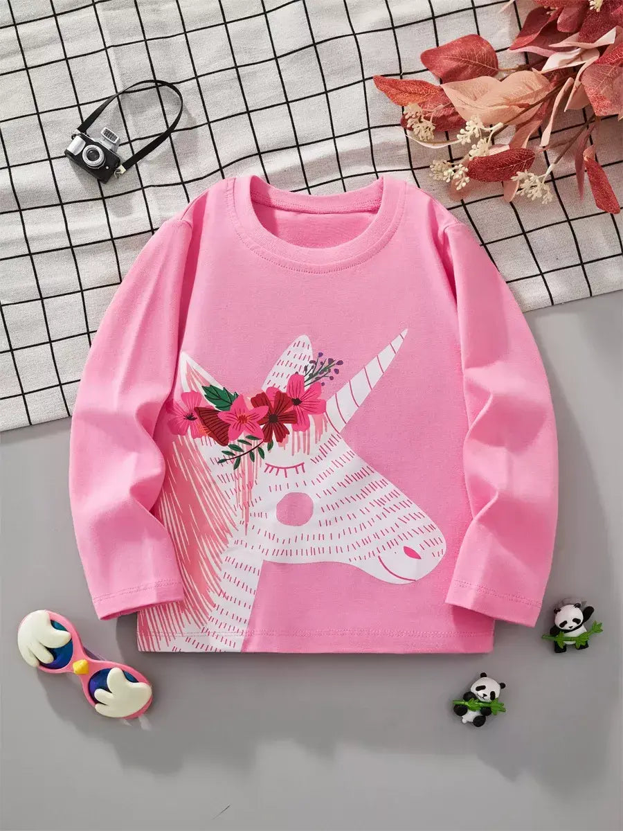 Children's Cute Unicorn Graphic Long Sleeve T-Shirt - Trendsi - Flyclothing LLC