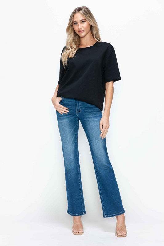 bytos Full Size Cat's Whiskers High Rise Straight Jeans - Trendsi - Flyclothing LLC