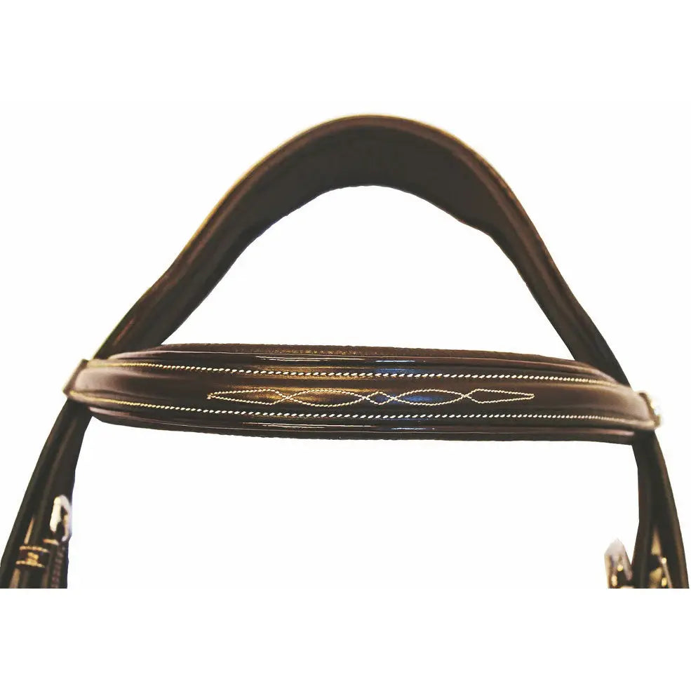 Henri de Rivel Pro Mono Crown Fancy Bridle with Patent Leather Piping and Laced Reins - Breeches.com - Flyclothing LLC