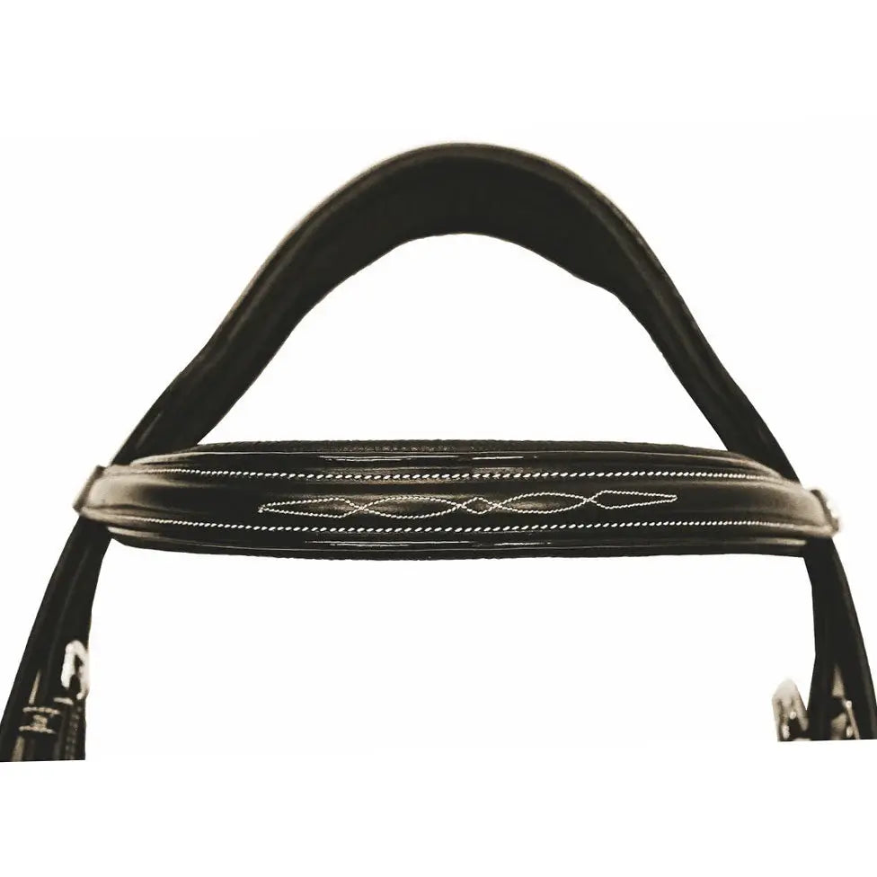 Henri de Rivel Pro Mono Crown Fancy Bridle with Patent Leather Piping and Laced Reins - Breeches.com - Flyclothing LLC