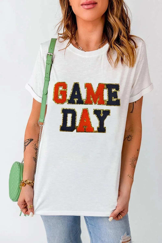 GAME DAY Round Neck Short Sleeve T-Shirt - Trendsi - Flyclothing LLC