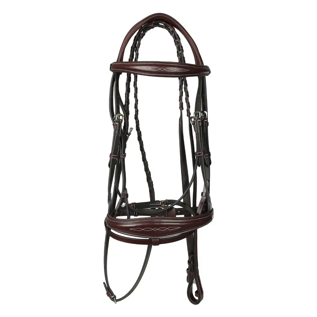 Henri de rivel Jamaika Pro Anatomical Fancy Raised Wide Flash Noseband Bridle with Raised laced reins - Breeches.com - Flyclothing LLC