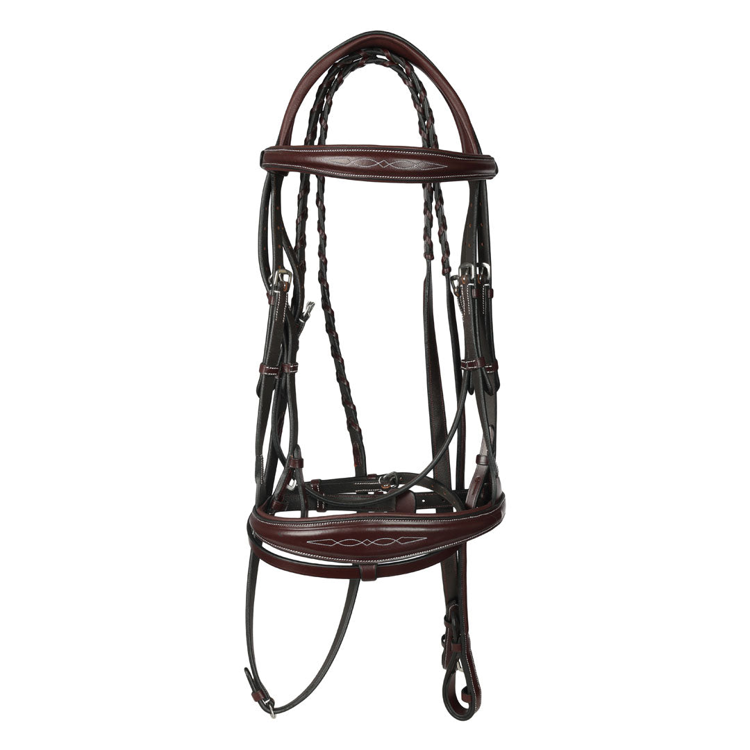 Henri de rivel Jamaika Pro Anatomical Fancy Raised Wide Flash Noseband Bridle with Raised laced reins - Breeches.com - Flyclothing LLC
