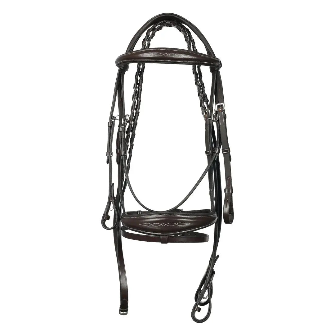 Henri de rivel Jamaika Pro Anatomical Fancy Raised Wide Flash Noseband Bridle with Raised laced reins - Breeches.com - Flyclothing LLC