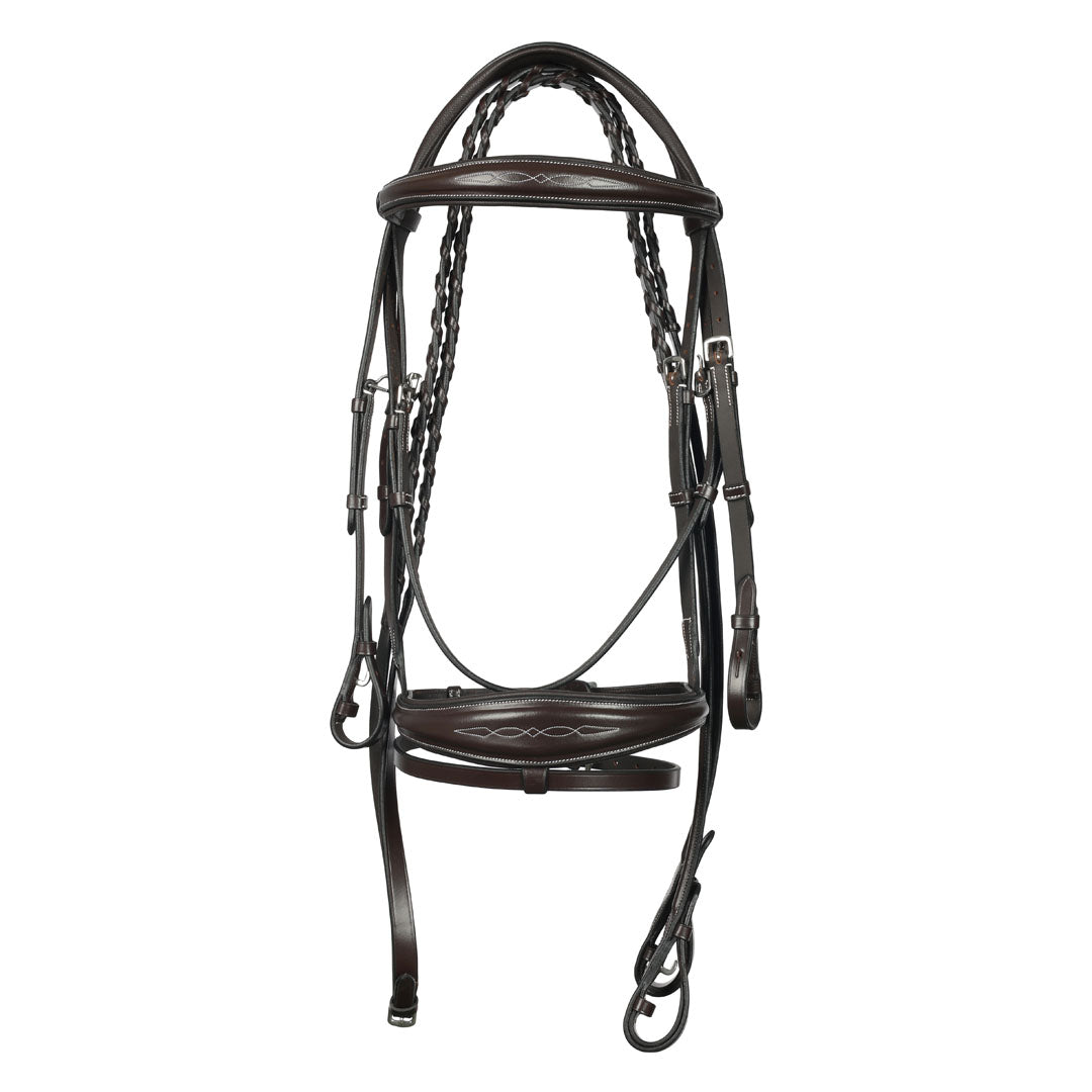 Henri de rivel Jamaika Pro Anatomical Fancy Raised Wide Flash Noseband Bridle with Raised laced reins - Breeches.com - Flyclothing LLC
