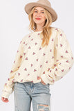 SAGE + FIG Heart Printed Contrast Long Sleeve Sweatshirt - Trendsi