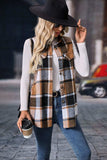 Plaid Button Up Vest Coat - Trendsi - Flyclothing LLC
