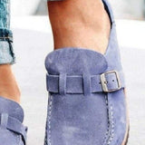 Round Toe Low Heel Buckle Sneakers - Trendsi - Flyclothing LLC