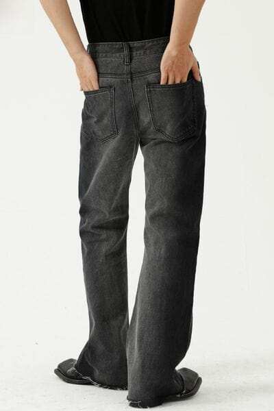 Frayed Hem Jeans with Pockets - Trendsi - Flyclothing LLC