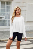 Cutout Back Round Neck Long Sleeve T-Shirt - Trendsi