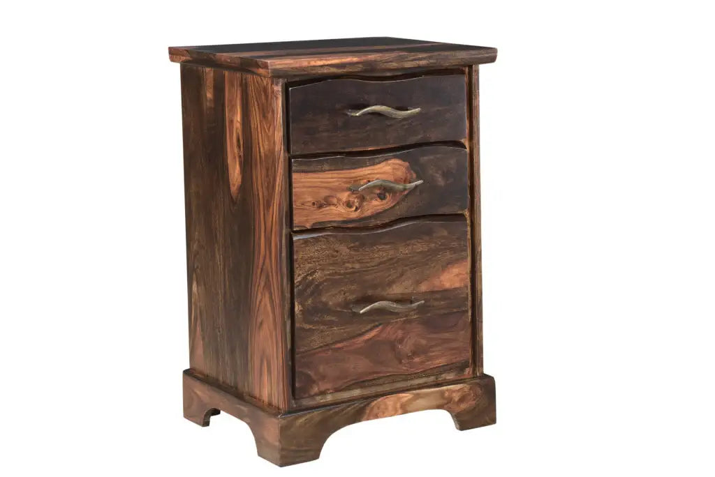 30" Dark Brown Solid Wood Three Drawer Live Edge Filing Cabinet - Homeroots - Flyclothing LLC