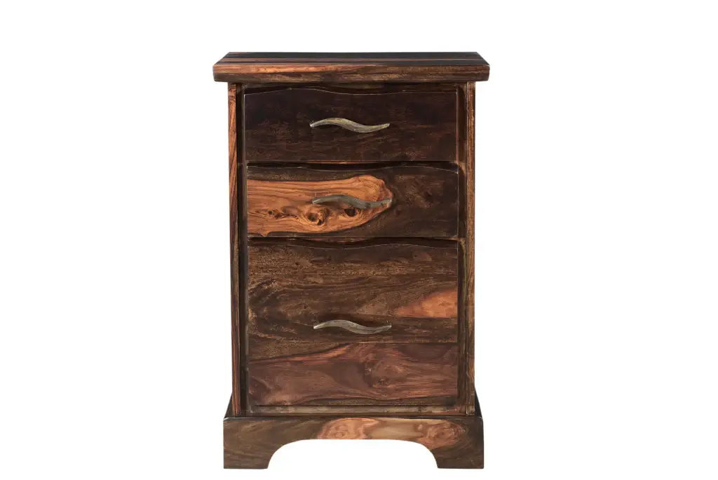 30" Dark Brown Solid Wood Three Drawer Live Edge Filing Cabinet - Homeroots - Flyclothing LLC