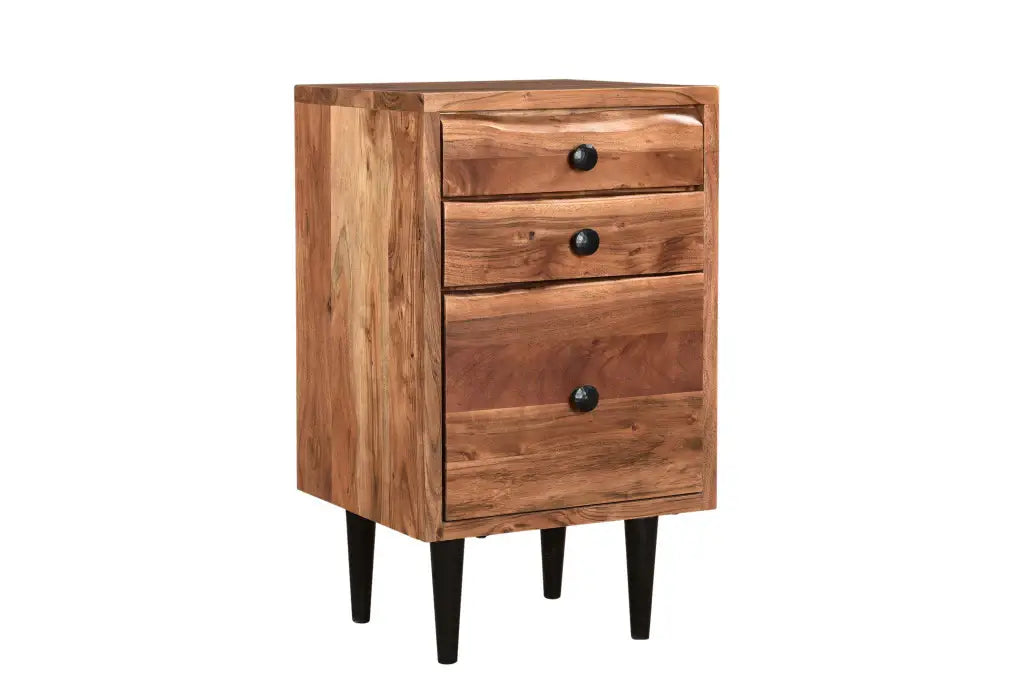 30" Brown Solid Wood Three Drawer Live Edge Filing Cabinet - Homeroots - Flyclothing LLC
