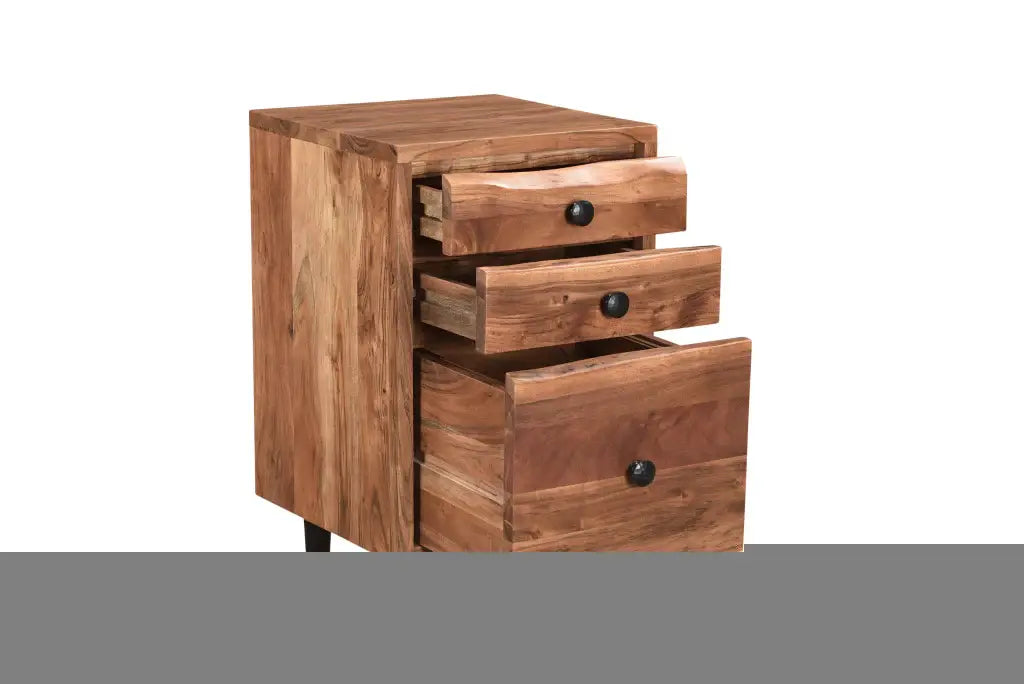30" Brown Solid Wood Three Drawer Live Edge Filing Cabinet - Homeroots - Flyclothing LLC