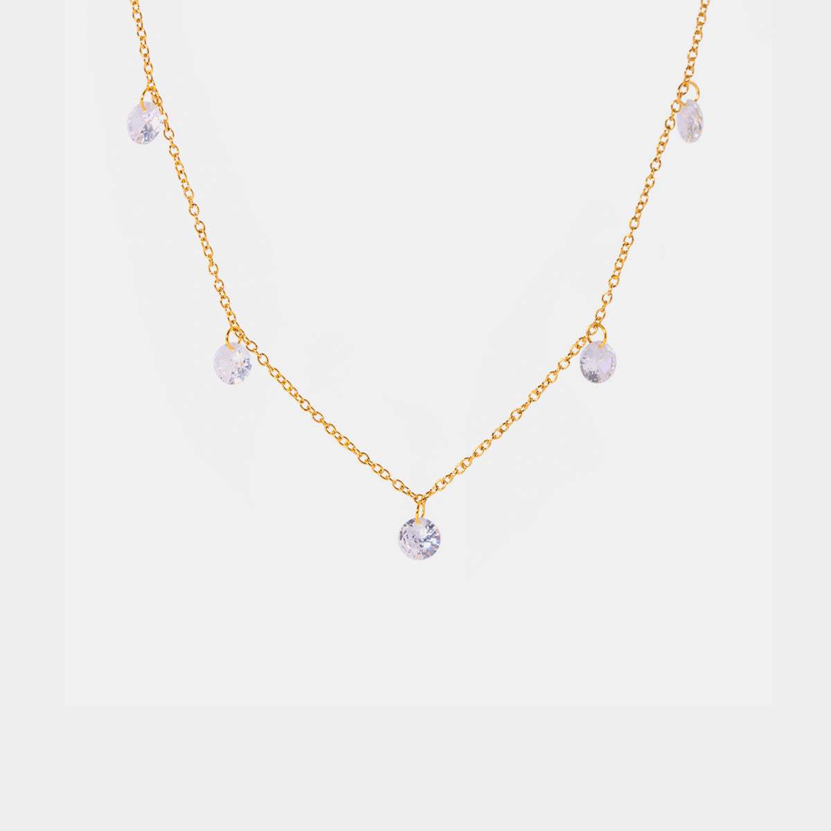 Stainless Steel Rhinestone Charm Necklace - Trendsi - Flyclothing LLC