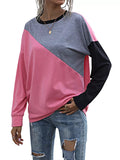 Color Block Casual Round Neck Sweatshirt - Trendsi - Flyclothing LLC