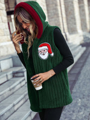 Santa Open Front Hooded Vest Coat - Trendsi