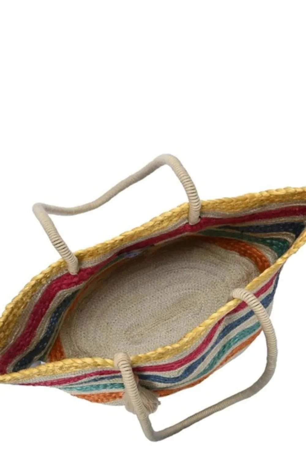 Fame Wavy Rainbow Straw Tote Bag - Trendsi - Flyclothing LLC