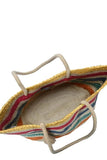 Fame Wavy Rainbow Straw Tote Bag - Trendsi