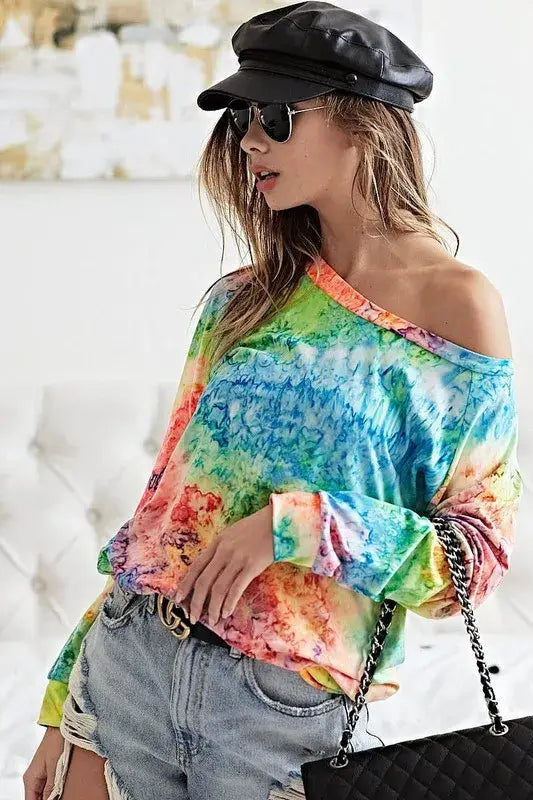 BiBi Tie Dye Soft Knit Jersey T-Shirt - Trendsi - Flyclothing LLC