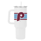 Philadelphia Phillies Retro 40oz Stripe Powder Coat Tumbler - Logo Brands - Flyclothing LLC
