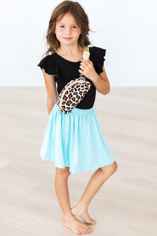 Black S/S Flutter Sleeve Leotard - Mila & Rose ® - Flyclothing LLC