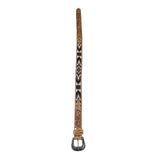 Heavy Duty Brown Tooled Leather Western Belt with Brown & White Native Pattern Beaded Inlay - Rockmount Ranch Wear - Flyclothing LLC