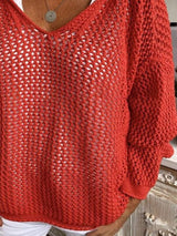 Openwork Long Sleeve Hooded Knit Cover Up - Trendsi - Flyclothing LLC
